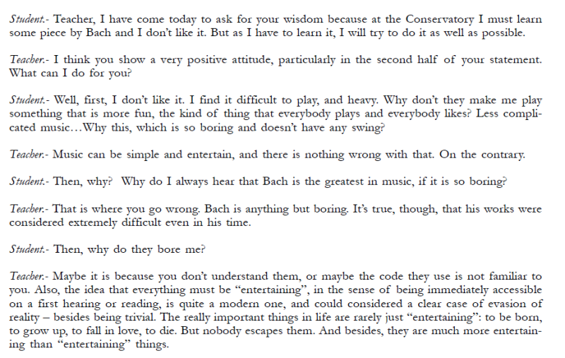 Excerpt from Eduardo Fernandez's Essays on J.S. Bach's works for Lute Work